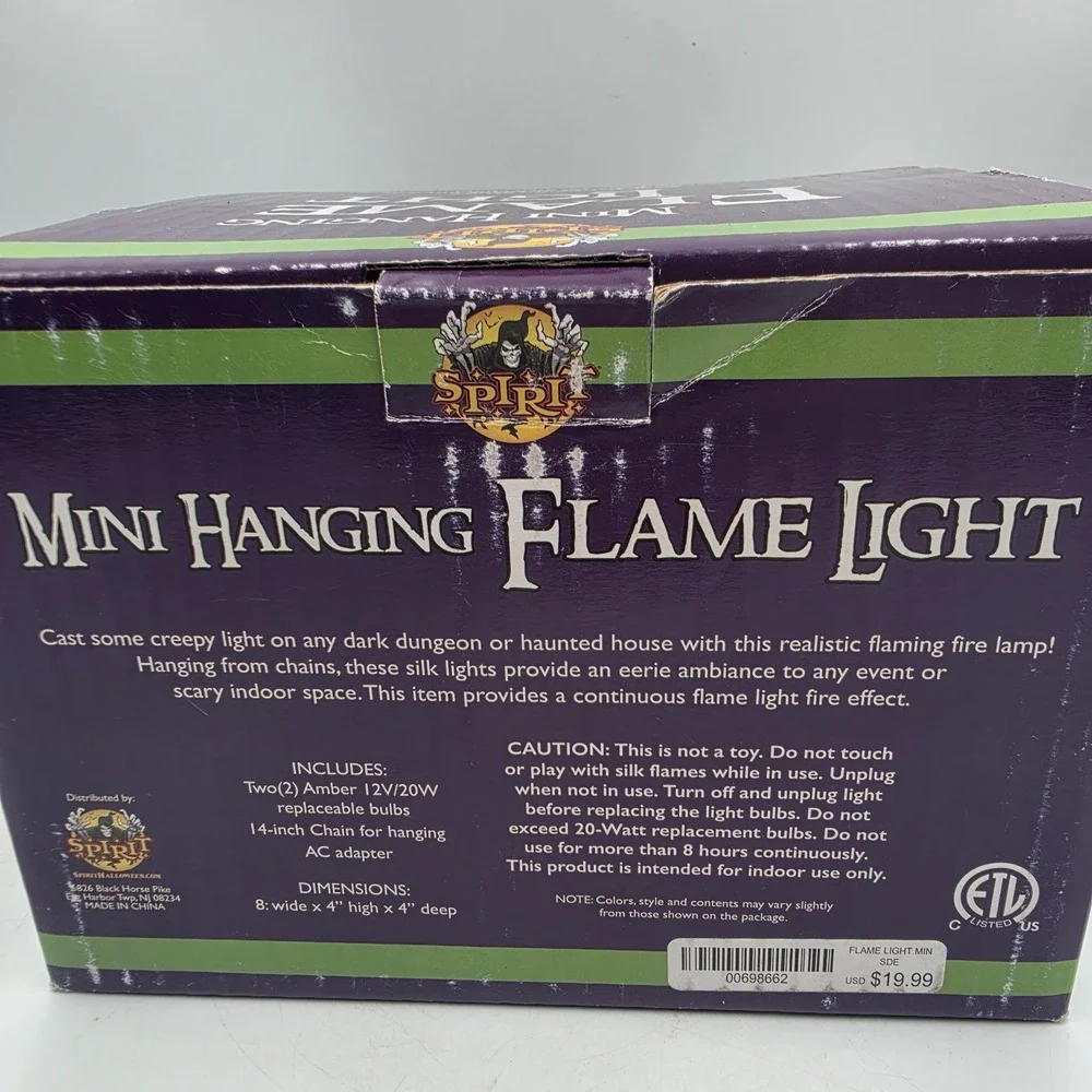 Spirit Halloween Mini Hanging Flame Light Black Cauldron Realistic Flames -WORKS